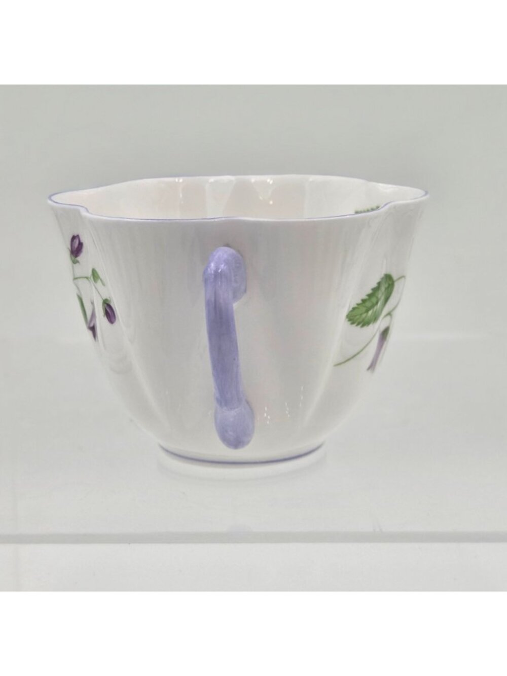 Shelley Campanula Dainty Flat Cup and Saucer Set Purple Flowers Bone China - Picture 7 of 12